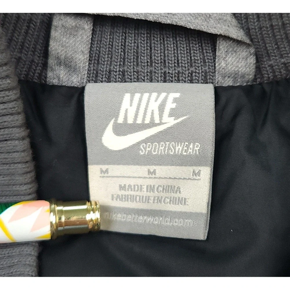 Nike Sportswear Puffer Vest Sz M Grey Heather Insulated Goose Down Ribbed Collar